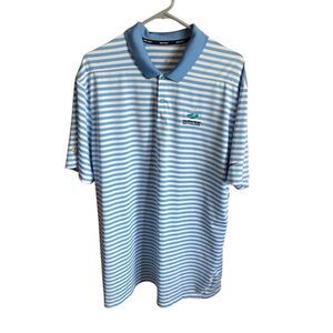Nike Dri fit Golf polo shirt Size XXL blue white striped athletic logo